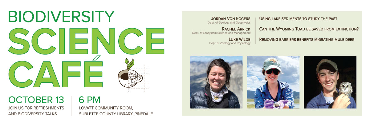 Join us for a Biodiversity Institute Science Cafe - Monday, October 17, 2022 at 7 PM - in Pinedale - click for more information.