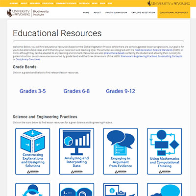 An Image of the Global Vegetation Projects Educational Resources section.